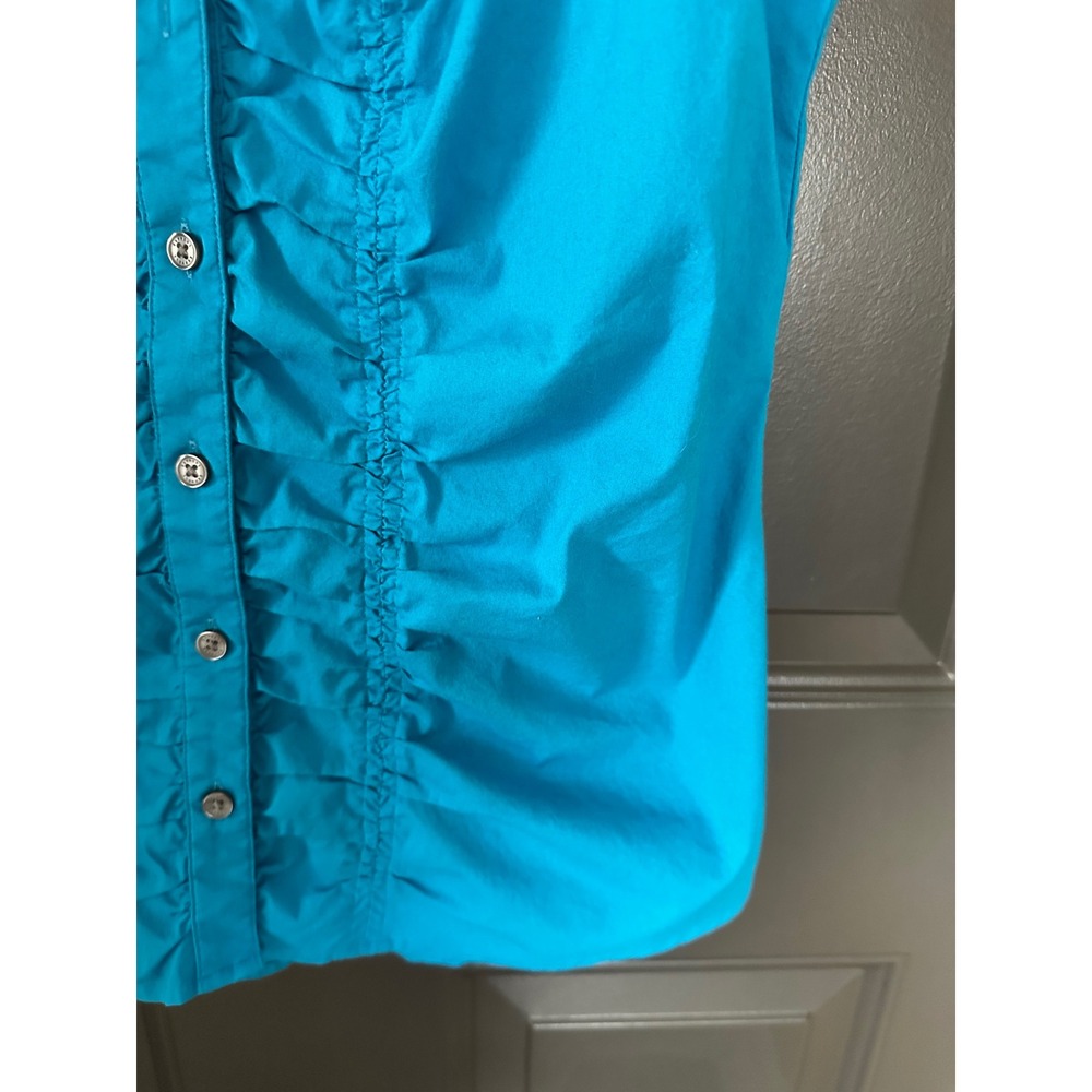 Express Studio Womens Turquoise Blue Ruffle Front‎ Sleeveless Blouse Size M - Picture 5 of 9
